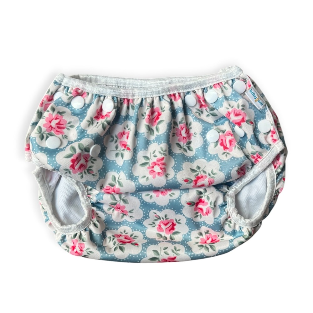 Babygoal Reusable Cloth Diaper Cover Blue Floral Pink Rose Adjustable Snaps